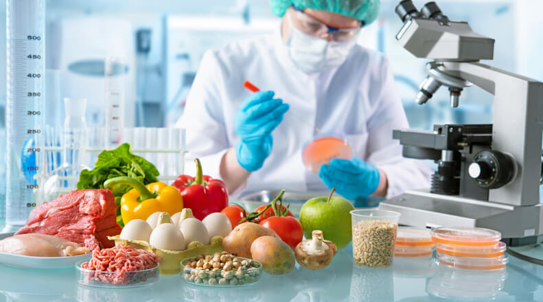 Quality assurance professional in a lab during food safety training