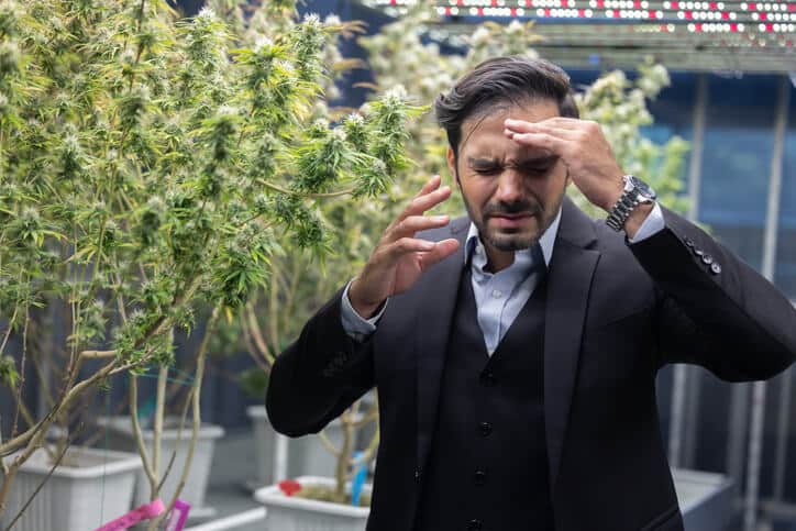 A patient experiencing mental side effects from the use of cannabis products as seen in cannabis industry training.