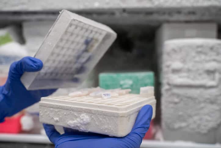 A QA professional verifying the temperature of a pharmaceutical product after completing his pharmaceutical training